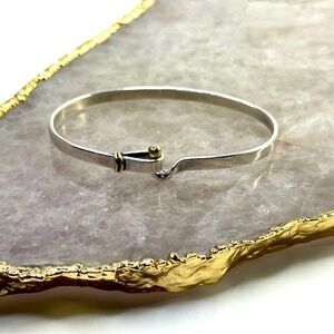 Tiffany & Co. Silver 18K Gold Two Tone Hook & Eye Vintage Bangle Bracelet